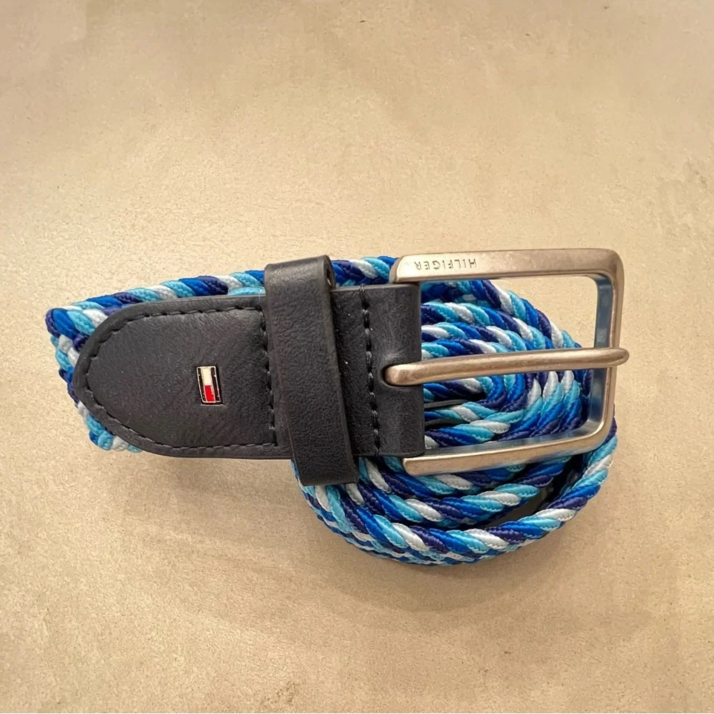 TOMMY HILFIGER Elastic Braided Belt Blue 34-35”